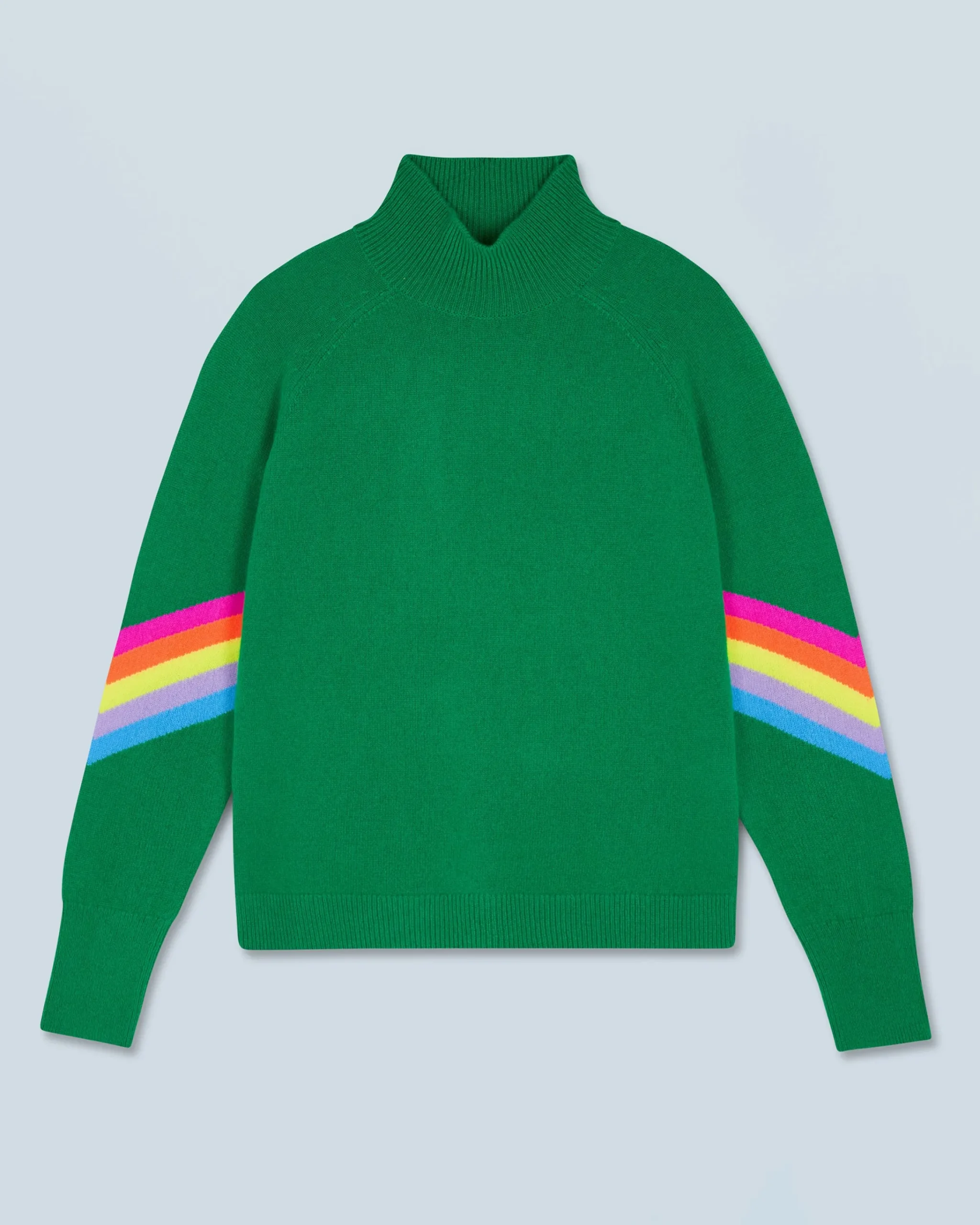 Maglione Collo alto Bande maniche Multicolori Leggero