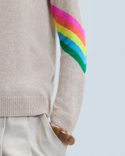 Maglione Collo alto Bande maniche Multicolori Leggero