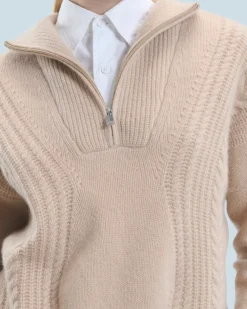 Maglione Collo alto con zip Maglia a trecce