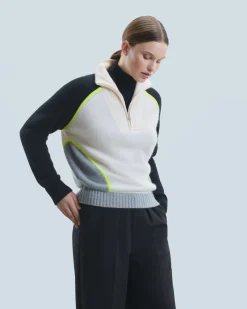 Maglione Collo alto con Zip Bicolore