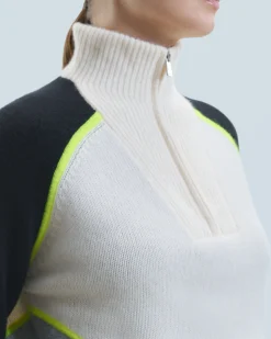 Maglione Collo alto con Zip Bicolore