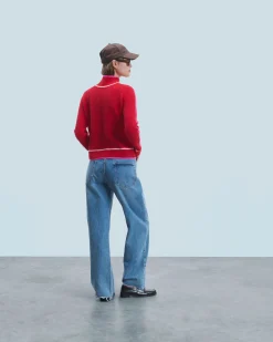 Maglione Collo alto Tricolore a Costa perlata