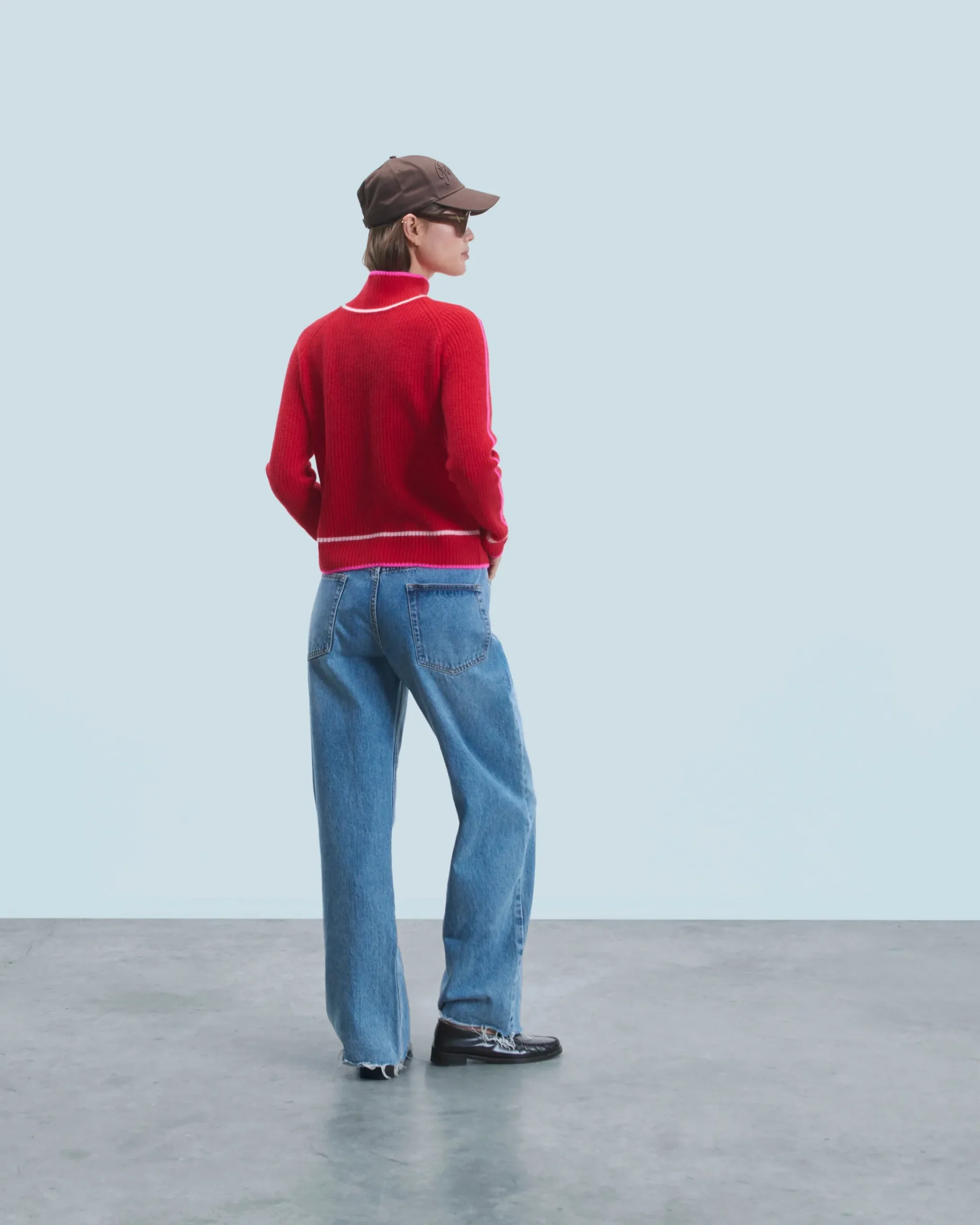 Maglione Collo alto Tricolore a Costa perlata