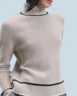 Maglione Collo alto Tricolore a Costa perlata