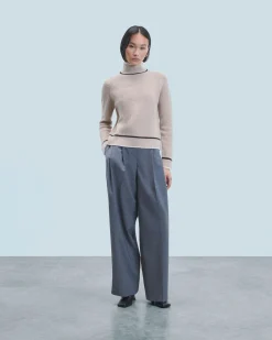 Maglione Collo alto Tricolore a Costa perlata