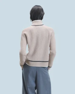 Maglione Collo alto Tricolore a Costa perlata