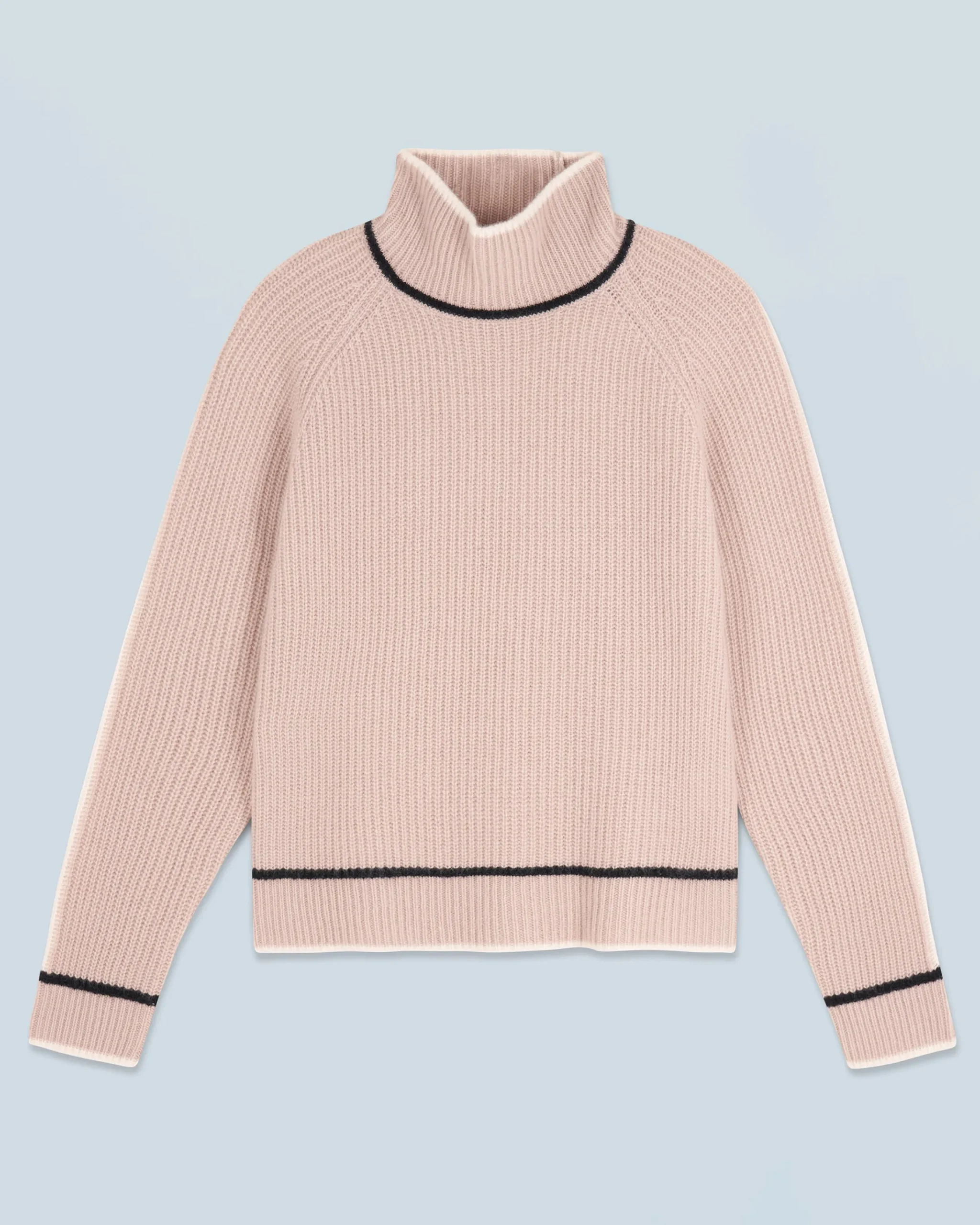 Maglione Collo alto Tricolore a Costa perlata