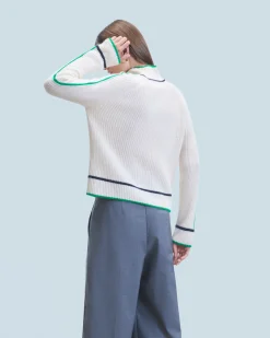 Maglione Collo alto Tricolore a Costa perlata