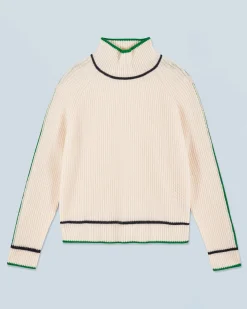 Maglione Collo alto Tricolore a Costa perlata