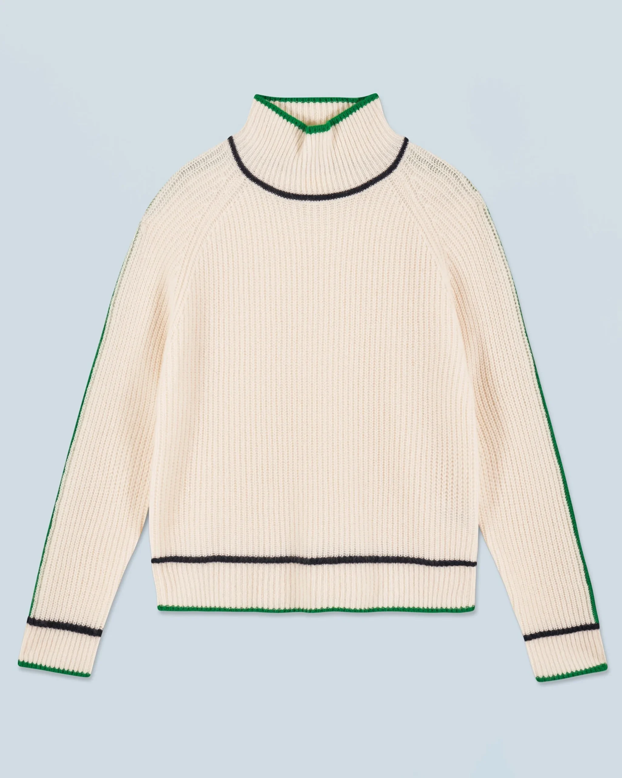 Maglione Collo alto Tricolore a Costa perlata