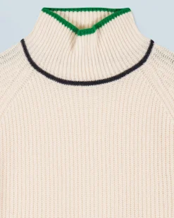 Maglione Collo alto Tricolore a Costa perlata