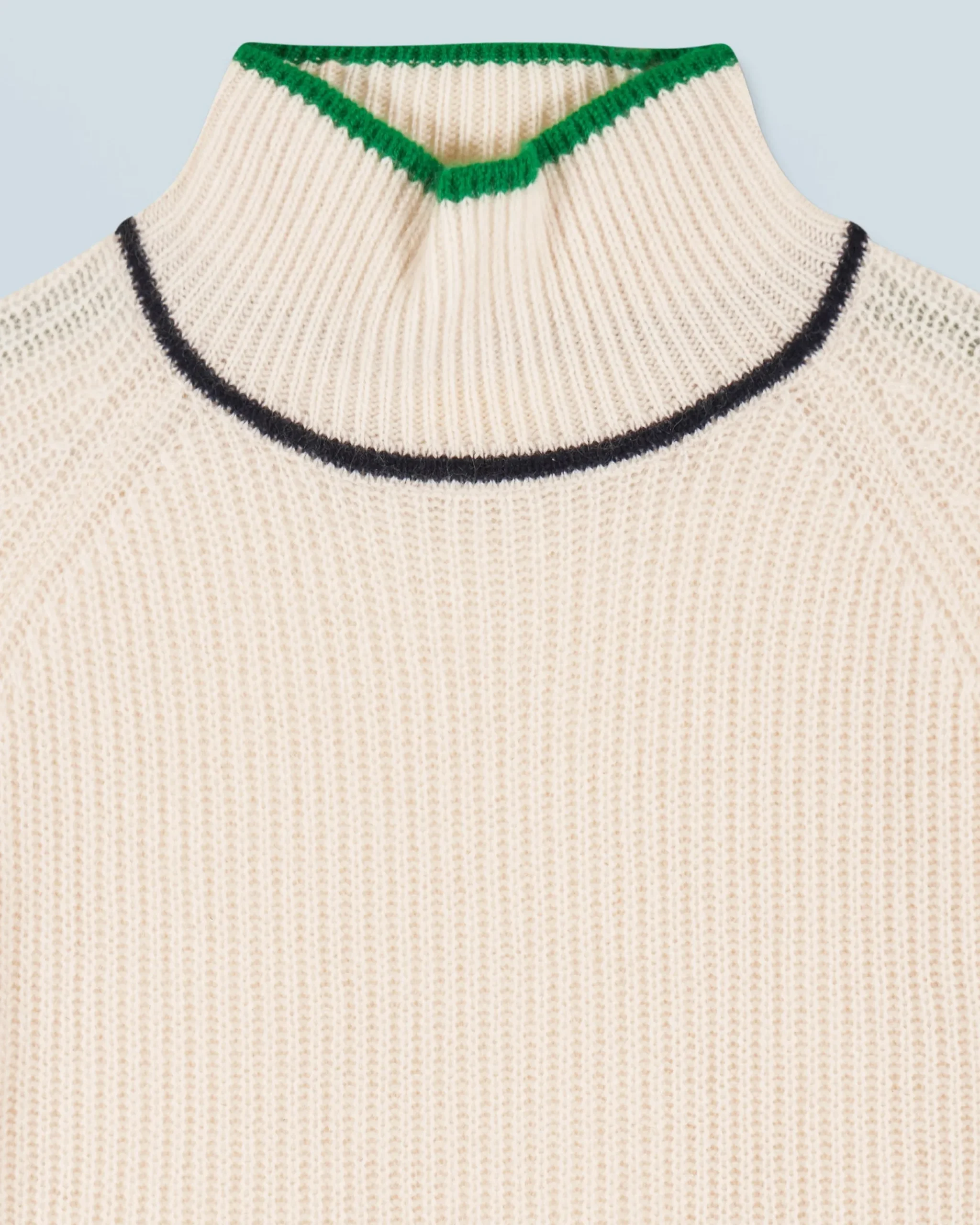 Maglione Collo alto Tricolore a Costa perlata