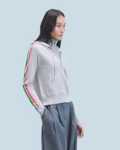 Maglione con Cappuccio Bande maniche Multicolori Leggero
