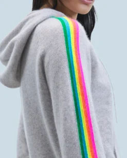 Maglione con Cappuccio Bande maniche Multicolori Leggero