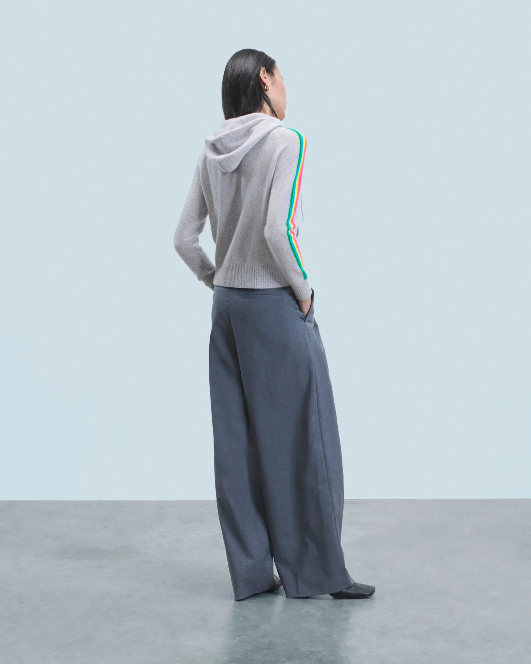 Maglione con Cappuccio Bande maniche Multicolori Leggero