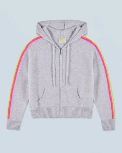 Maglione con Cappuccio Bande maniche Multicolori Leggero