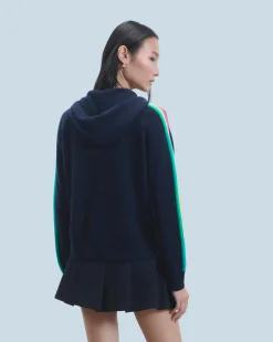 Maglione con Cappuccio Bande maniche Multicolori Leggero