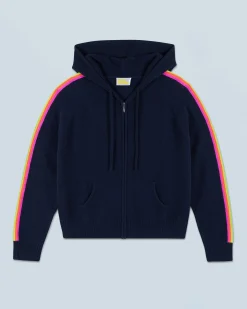 Maglione con Cappuccio Bande maniche Multicolori Leggero