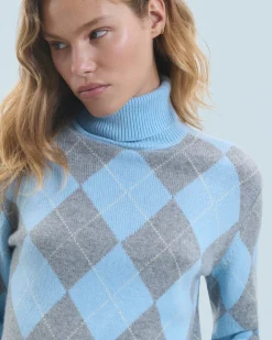 Maglione Dolcevita con Motivo losanghe