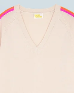 Maglione Scollo a V Maniche multicolori