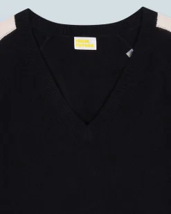 Maglione Scollo a V Oversize Bande bicolori Leggero