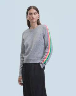 Maglione Scollo tondo Bande maniche Multicolori