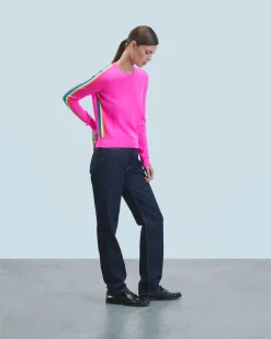 Maglione Scollo tondo Bande Maniche multicolori