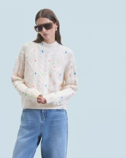 Maglione Scollo tondo con Trecce Multicolore