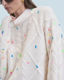 Maglione Scollo tondo con Trecce Multicolore