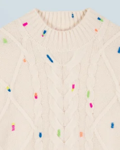 Maglione Scollo tondo con Trecce Multicolore