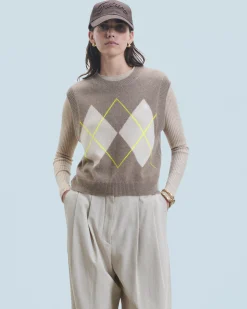 Maglione Senza maniche con Motivo losanghe