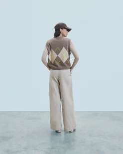 Maglione Senza maniche con Motivo losanghe