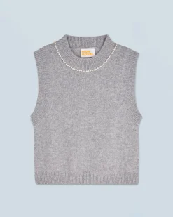 Maglione Senza maniche Perle sulla scollatura