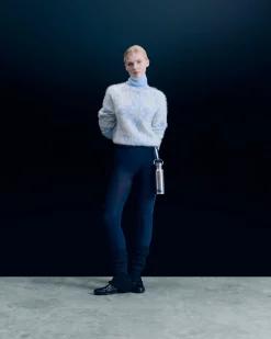 Pullover Collo dolcevita Hairy con Motivo Fiocchi di neve