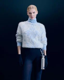 Pullover Collo dolcevita Hairy con Motivo Fiocchi di neve