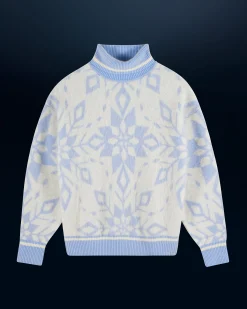 Pullover Collo dolcevita Hairy con Motivo Fiocchi di neve