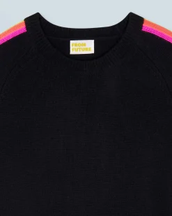 Pullover Scollo tondo Bande maniche multicolori