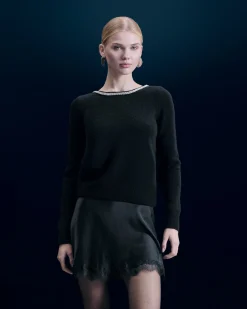 Pullover Scollo tondo Strass Schiena scoperta