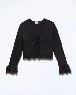 Top Maniche lunghe Bordi pizzo