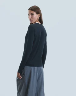 T-Shirt Scollo a V Maniche lunghe