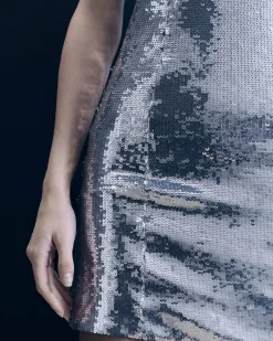 Vestito Corto Spallina Lustrini