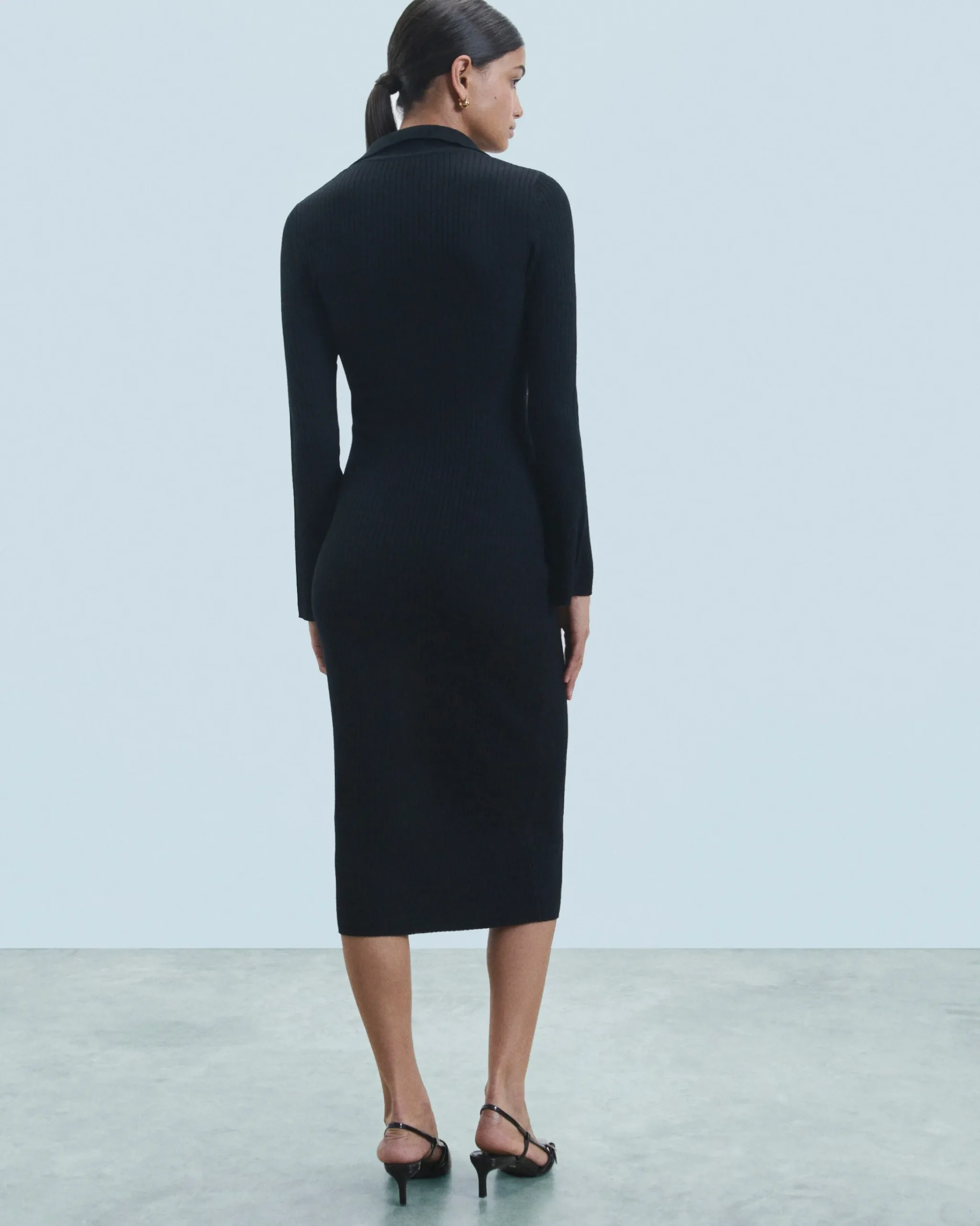 Vestito Lungo Maniche lunghe Collo a polo