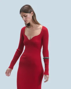 Vestito Lungo Maniche lunghe Scollo a cuore