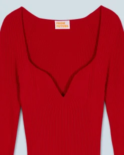 Vestito Lungo Maniche lunghe Scollo a cuore