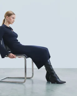 Vestito Lungo Maniche lunghe Collo a polo