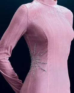 Vestito Lungo Maniche lunghe Velluto crinkle