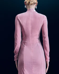 Vestito Lungo Maniche lunghe Velluto crinkle