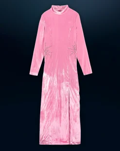 Vestito Lungo Maniche lunghe Velluto crinkle