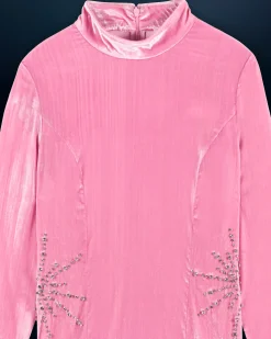 Vestito Lungo Maniche lunghe Velluto crinkle